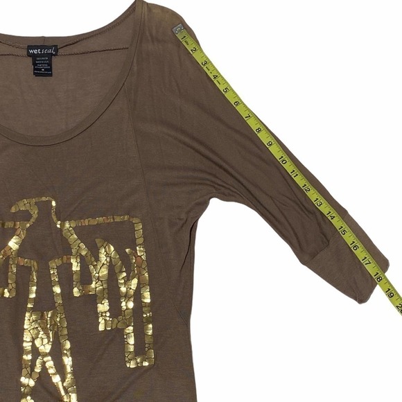 WET Seal Brown Sequined Eagle Blouse Size Medium - Picture 8 of 10
